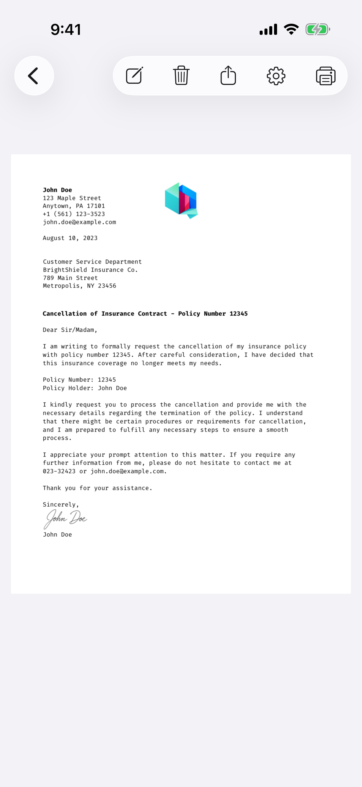 Letter app editor